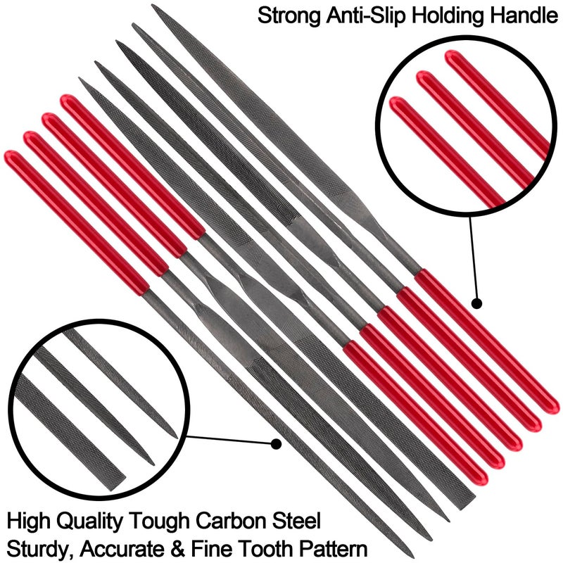 ANCIRS 10 Pack Needle File Set, Mini Needle Jewelry File Set, Hardened Alloy Strength Steel Files - Image 2